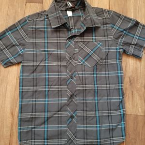 Gray and Blue Plaid Button Down Shirt